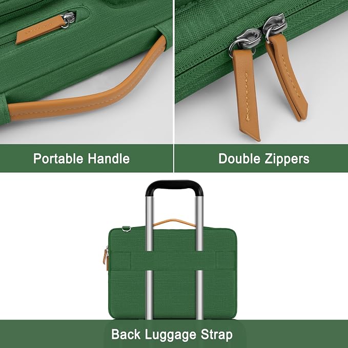 MOSISO 360 Protective Laptop Shoulder Bag,17-17.3 inch Computer Bag Compatible with MacBook, HP, Dell, Lenovo, Asus Notebook,Side Open Messenger Bag with 4 Zipper Pockets&Handle, Jungle Green