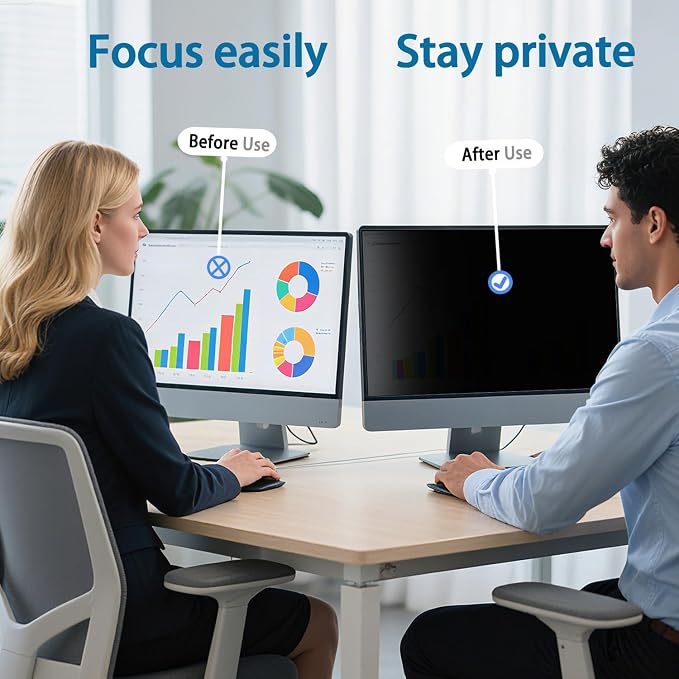 [5 Pack] 23.8 Inch Computer Privacy Screen for 16:9 Aspect Ratio Widescreen Monitor, Eye Protection Anti Glare Blue Light Filter Shield, Removable Anti-Scratch Anti Spy Protector