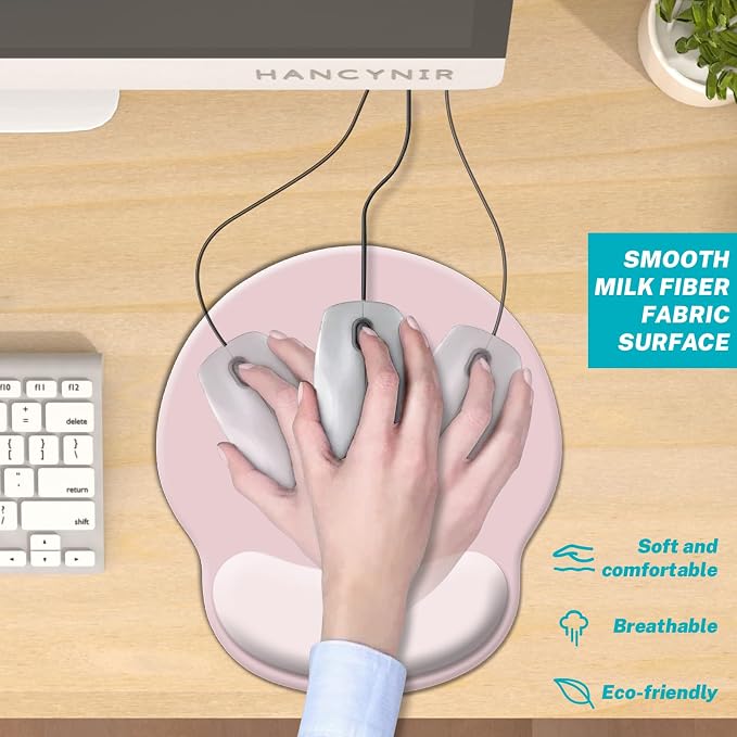 Hancynir Ergonomic Mouse Pad with Wrist Rest, Cute Mouse Pads Wrist Support, Gaming Mousepad for Desk Laptop Computer with Pain Relief Non-Slip PU Base for Desk Accessories Office Decor Supplies