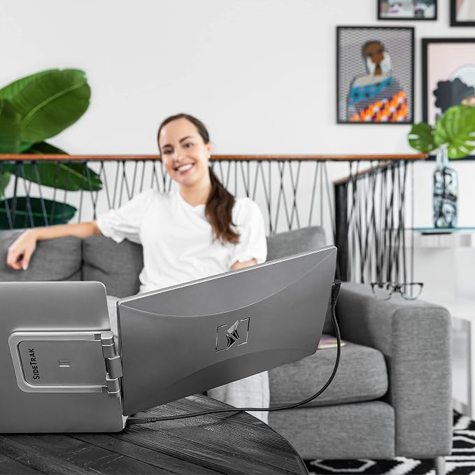 SideTrak Swivel 14" Portable Monitor for Laptop, Screen Extender with Patented Swivel Hinge, Attachable Travel Monitor, Dual Screen FHD Display, USB-C® & HDMI, (Dark Gray)