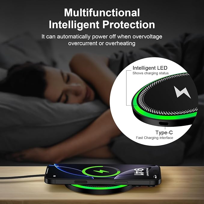 Wireless Charger Samsung Fast Charging Pad for Galaxy S26/S25 Ultra/S25 Plus/S24 FE Ultra/S23/S22/S21/Z Flip Fold 6,15W Wireless Phone Charger Android Charging Mat Station for Google Pixel 9a 9 Pro XL