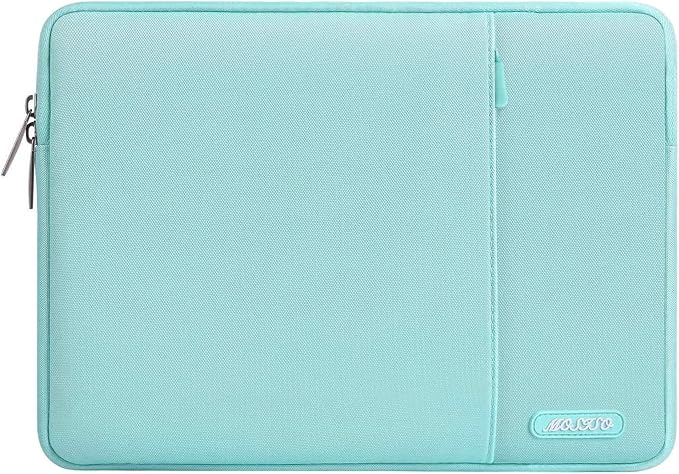 MOSISO Laptop Case 16 inch, 15-15.6 inch Laptop Sleeve Compatible with MacBook Pro 16 M5 M4 M3 M2 M1, HP Acer Dell Lenovo ASUS, Polyester Vertical Computer Sleeve Bag with Pocket, Mint Blue
