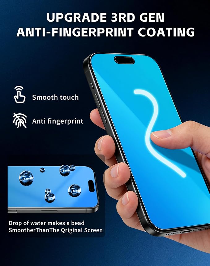 2 Pack for iPhone 15 Plus Privacy Screen Protector [6.7 inch] Anti-Spy Private Tempered Glass Film Accessories Anti-Blue Light 9H Hardness No-Bubble Full Coverage Easy Installation