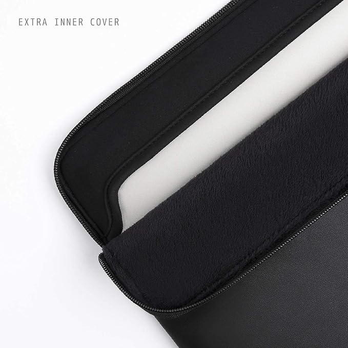 Comfyable Slim Protective Laptop Sleeve 14 Inch Snugly Compatible with MacBook Pro 14-inch M5 M4 M3 M2 M1 Pro/Max 2026-2021, PU Leather Bag Waterproof Cover Notebook Computer Case for Mac, Black