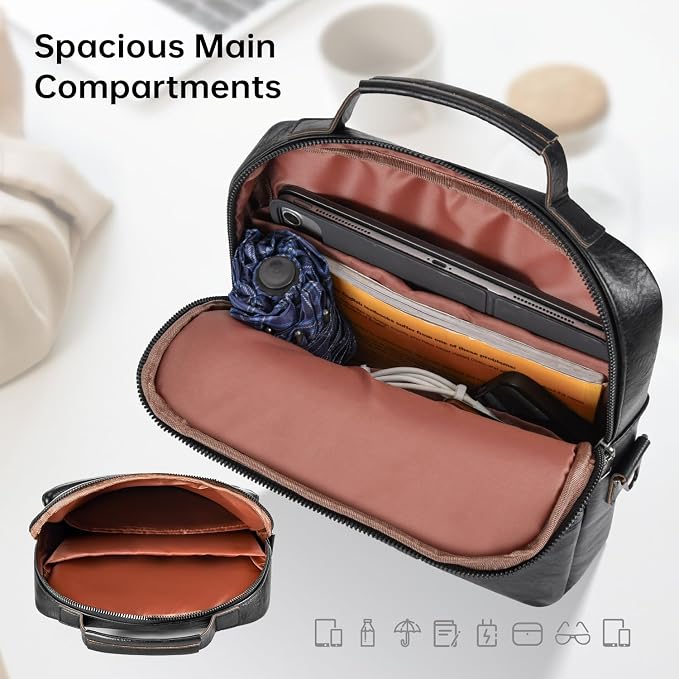13 Inch Laptop Leather Sleeve for 2026-2022 MacBook Air 13 M5 M4 M3 M2 A3449 A3240 A3113 A2681, 13" MacBook Neo A18, Protective Carrying Bag Shoulder Travel Case with Pockets, Black