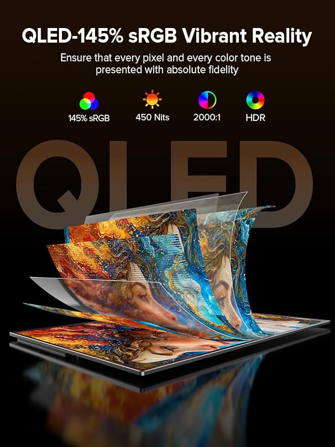 UPERFECT QLED 24" 144Hz Portable Monitor 1080P 145% sRGB 450Nits w/Stand & VESA, HDMI USB-C FHD Travel Monitor for Laptop/Gaming Devices/Phone/Mini PC, External Second Screen for Gaming & Work