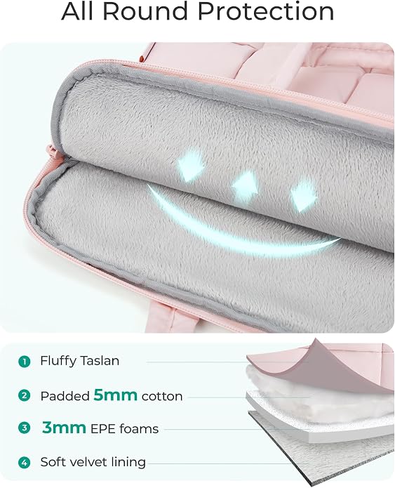 BAGSMART Laptop Case, Puffy Laptop Sleeve with Handle, Compatible with MacBook Air Pro, Laptop Bag for Women