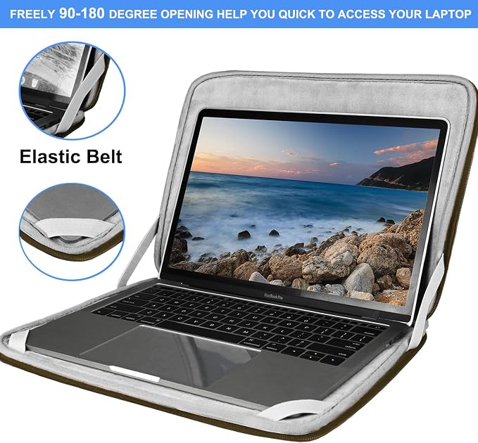 15.6 Inch Laptop Case, Durable Shockproof Protective Cover Computer Sleeve Briefcase Carrying Bag Compatible with 15.6" HP, ASUS, Lenovo, Acer, Notebook, Ultrabook, Chromebook, Brown