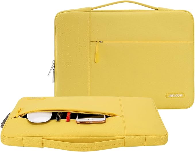 MOSISO Laptop Case 13.3 inch, 13-13.3 inch Laptop Sleeve with Handle Compatible with MacBook Air/Pro 13/Pro 14 M5 M4 M3 M2 M1,HP Dell ASUS Lenovo, Polyester Multifunctional Computer Bag, Yellow