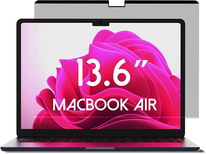 Magnetic Privacy Screen for MacBook Air 13 & 13.6 Inch (2022-2026, M2, M3, M4, M5), Removable Laptop Privacy Filter, Blue Light Blocking Shield and Protector
