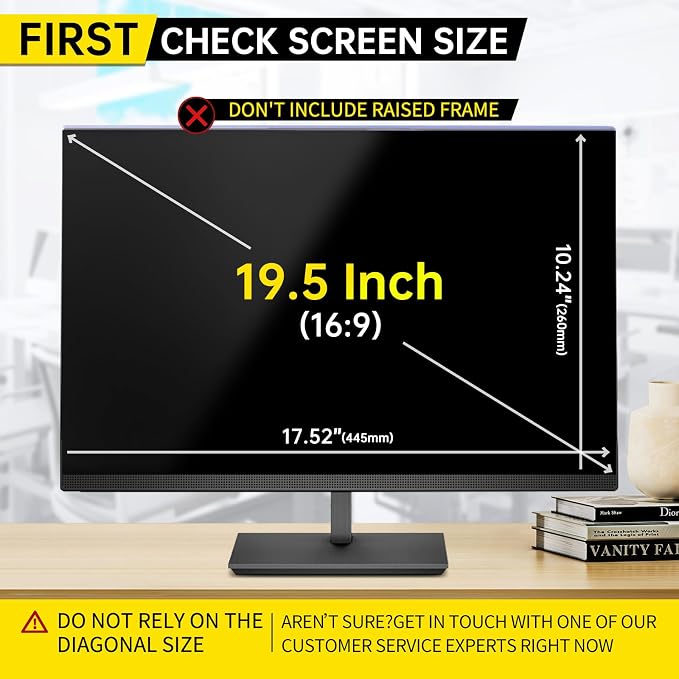 19.5 Inch Computer Privacy Screen for 16:9 Computer Monitor, Anti-Blue Light Monitor Privacy Screen Filter, Anti-UV Computer Shield