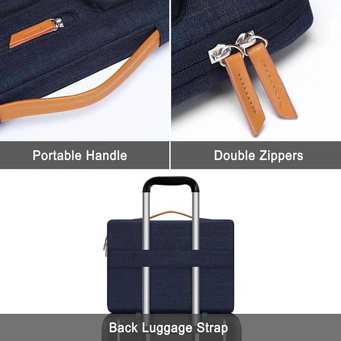 MOSISO 9-11 inch Tablet Sleeve Case for iPad A16 2025, iPad Air 11 inch M3 M2, iPad Pro 11 M4, iPad 10/9/8/7th, Galaxy Tab A9+/S9/S8/Plus 11, Side Open Carrying Bag with 4 Zipper Pockets, Navy Blue