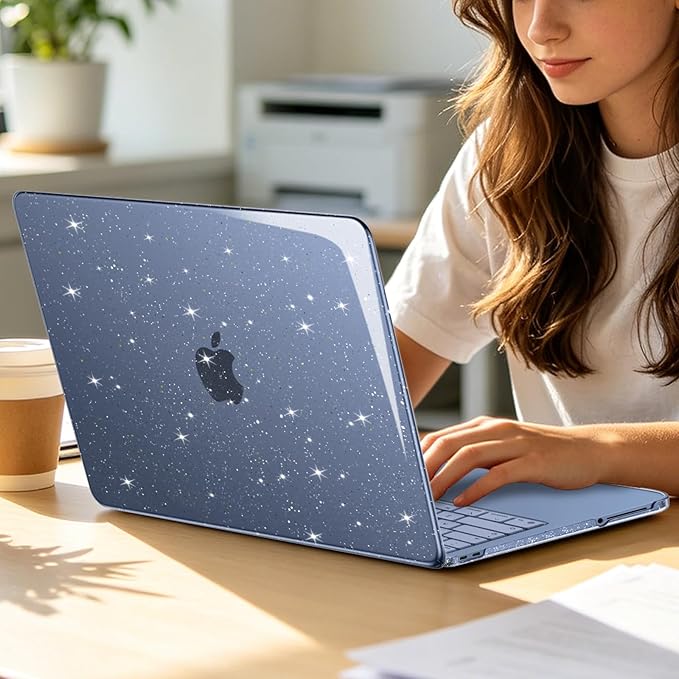 MOSISO Sparkly Glitter Case Compatible with MacBook Neo Case 13 inch 2026 Release Model A3404 with A18 Pro Chip, Crack-Resistant Protective Hard Shell Case&Keyboard Cover&ScreenFilm&Pouch, Indigo