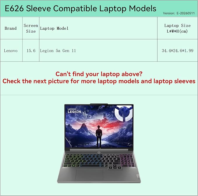 Smatree Elite Laptop Sleeve for 15.3 inch Lenovo Legion 5a Gen 11, Protective Laptop Case with Pocket(E626)