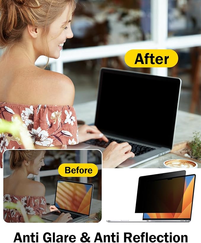 F FORITO 11.6 Inch Laptop Privacy Screen Protector, 360° Anti Peeping and Anti Glare Laptop Privacy Shield Compatible with 11.6" Acer/Lenovo/HP/ASUS/Dell with 16:9 Aspect Ratio