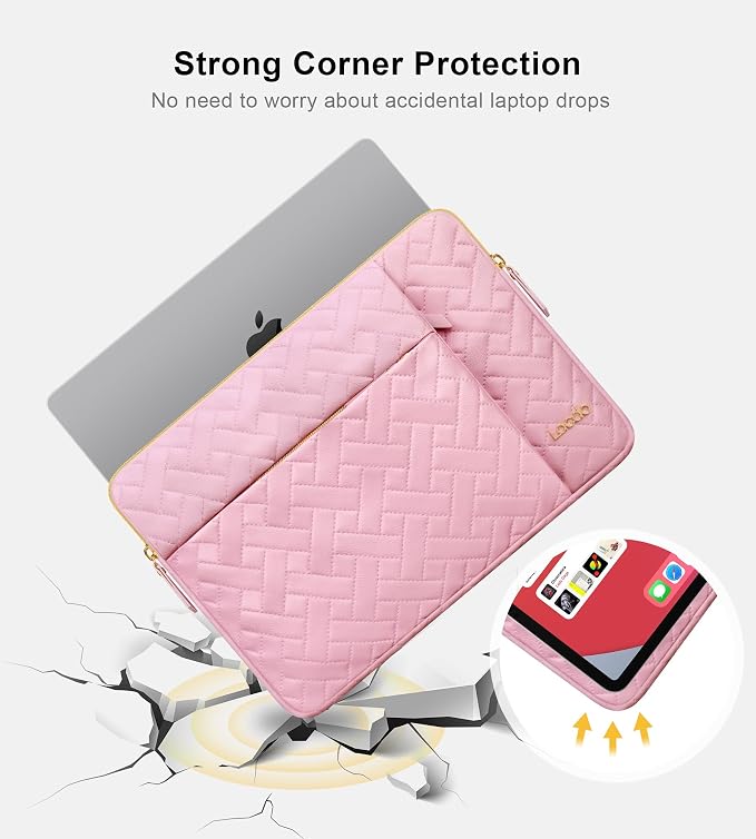 Lacdo 13 Inch Laptop Sleeve Case for 13 inch MacBook Air M5 A3449 (2026), M4 A3240 2025, M3 A3113, M2 A2681, M1 A2337 A2179 A1932 | 13 inch MacBook Neo A18 Pro A3404 (2026) Computer Bag, Sakura Pink