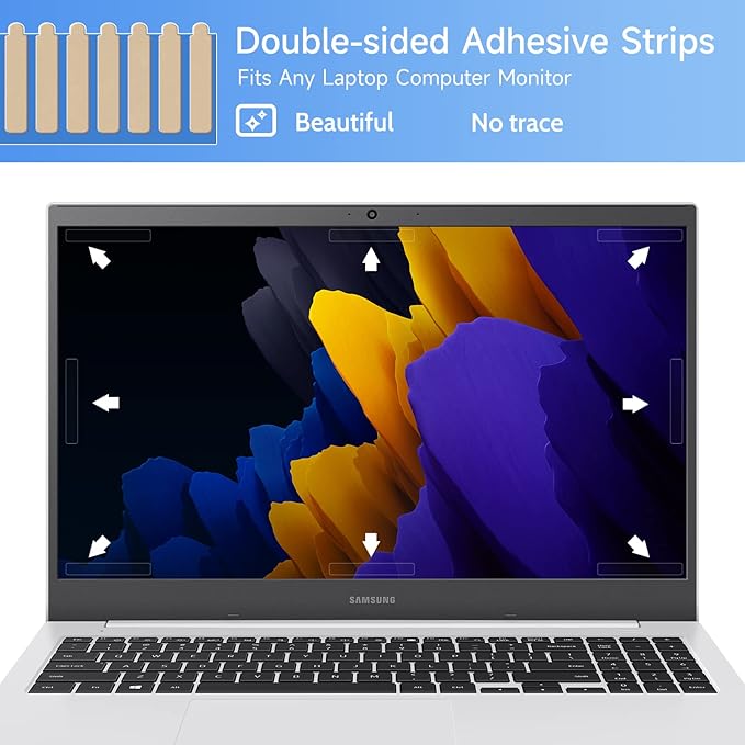 Privacy Screen Adhesive Strips and Slide Mount Holder Tabs for Computer Monitors and Laptops - Easy On-Off Your Security Filter with Replacement Kit for Monitor Laptop Privacy Protector