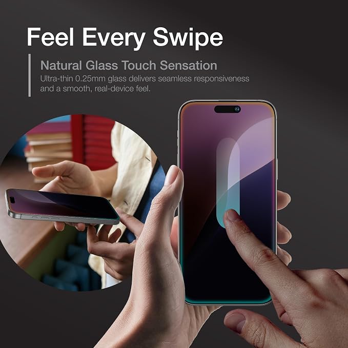AMAZINGthing for iPhone 16 Plus [Titan - Privacy] Screen Protector, Anti Spy, 9H Tempered Glass, Built-in Dust Filter Full Coverage, Case‑Friendly, Oleophobic, Bubble‑Free Application, 2 Pack