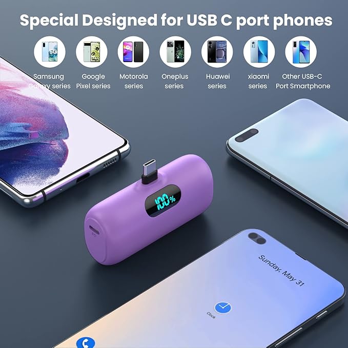 [2 Pack]Portable Charger Power Bank for iPhone 17/16/15,Mini USB C Portable Power Bank 5000mAh Fast Charging Battery Pack Travel Essentials for iPhone 15/16/17 Plus/17 Pro/17 Pro Max,Samsung Android