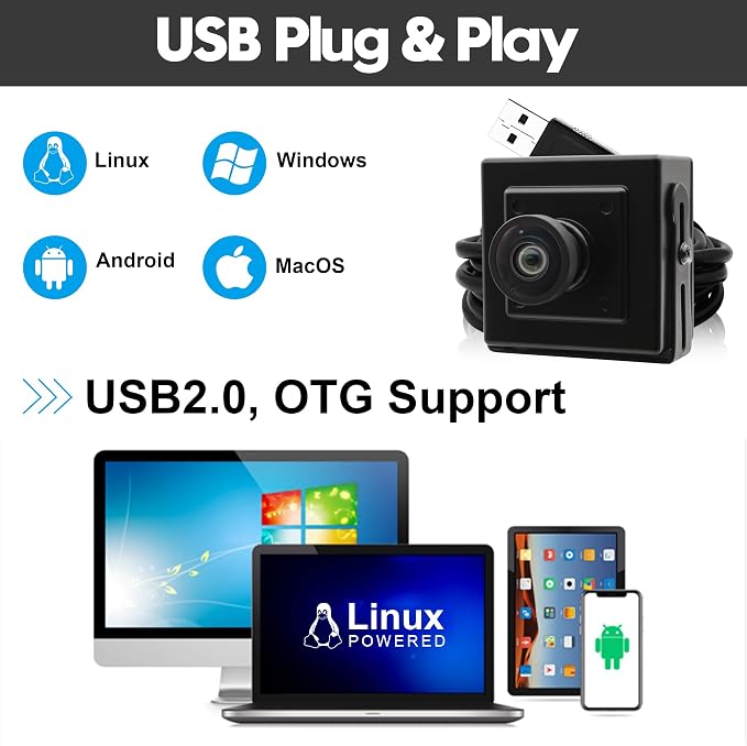 SVPRO 5MP 30FPS USB Camera Wide Angle Video Camera for Computer,IMX335 Sensor High Resolution Small USB Security Camera for 3D Printer,Laser Engraver,Machine Vision