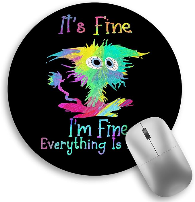 Color Cat Mouse Pad, Funny Small Round Mouse Pads for Desk, Mini Travel Mousepad for Work Wireless Computer Laptop, Office Desk Accessories, 8.6 x 8.6 inch