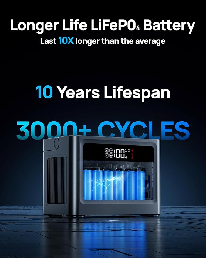 2026 Portable Power Station 700W Surge, 288Wh LiFePO4 Battery Backup, Power Bank with AC Outlet 350W/110V, Solar Generator Fast Charging for Camping Essentials, Hurricane Emergency, Home, Road Trips