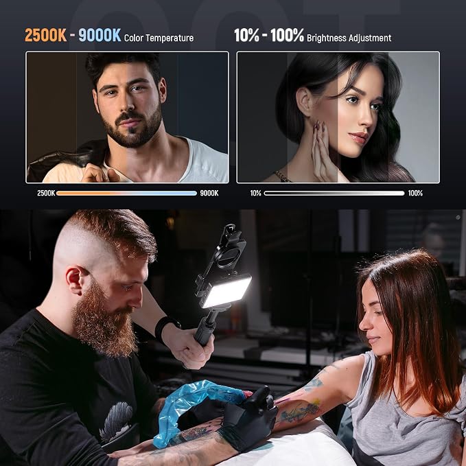 NEEWER Basics LED Selfie & Tattoo Light Compatible with iPhone, Clip on CPL Filter/Tripod Stand/Phone Holder, Fill Lighting Remove Reflection for Art Food Jewelry Photography Video Recording, BL120B