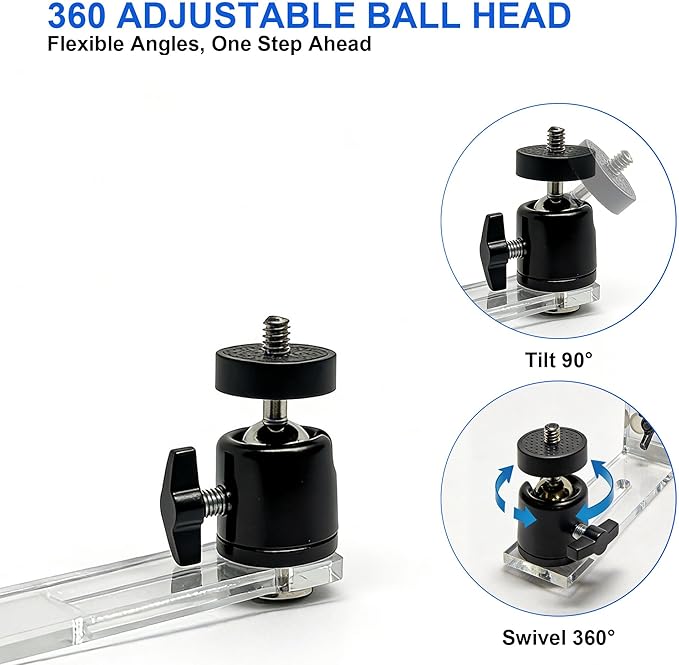 Acrylic Webcam Monitor Arm with Adjustable Pan-Tilt Head & Anti-Slip Pads 5mm Thick - 2-Piece Assembled Design for Desktop PC Laptops Streaming Video Conferencing