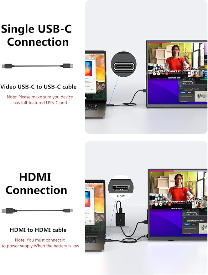MAGICRAVEN Wireless Portable Monitor for Laptop, 23.8" Portable Monitor with Battery-1080P FHD Second Screen for Home & Office, AirPlay & Miracast Casting, No Cables or Drivers Needed