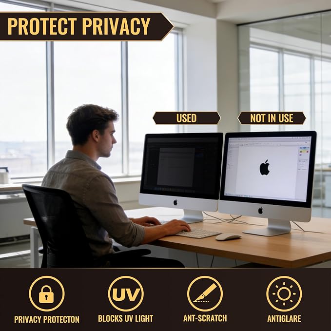 34 Inch Privacy Screen Protector - 95% Blue Light Blocking, Anti-Glare Monitor Filter for 16:9 Widescreen - Anti-Scratch Privacy Shield