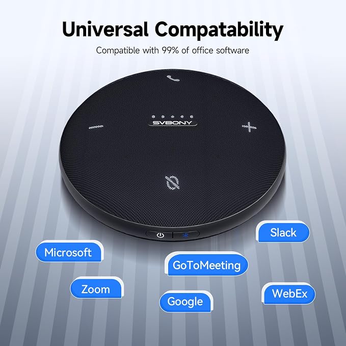 SVBONY SVHub Omni2 Conference Speaker and Microphone, Portable Speakerphone, 4 Noise-Canceling Microphones, Enhanced Voice Pickup, 8 Hours of Call Time, for Home Office Use
