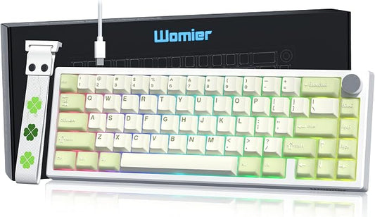 Womier 60% Gaming Mechanical Keyboard Green QMK/VIA Creamy Keyboard Wired, Hot Swappable Gasket Mount RGB Key Board & PBT Keycaps(VK66 PRO)