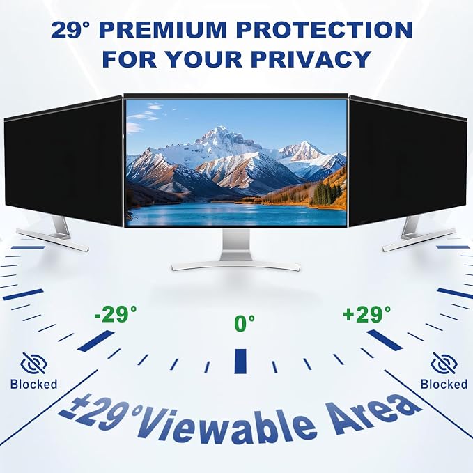 Hanging 24 Inch Computer Privacy Screen Filter, Computer Screen Privacy Cover, Compatible with, 23.8 Inch 16:9 Widescreen Monitors, Protect Eyes from Glare and Blue Light