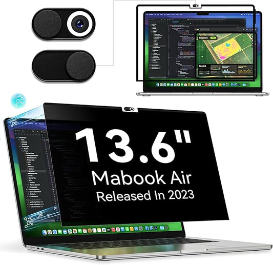 Privacy Screen Protector Compatible with MacBook Air 13.6 Inch (2022-2026), Easy On/Off Removable Anti Spy Blue Light Glare Shield Film Laptop Privacy Filter for Apple Mac Air 13" M2 (A2681 A3113 A3240 A3449)
