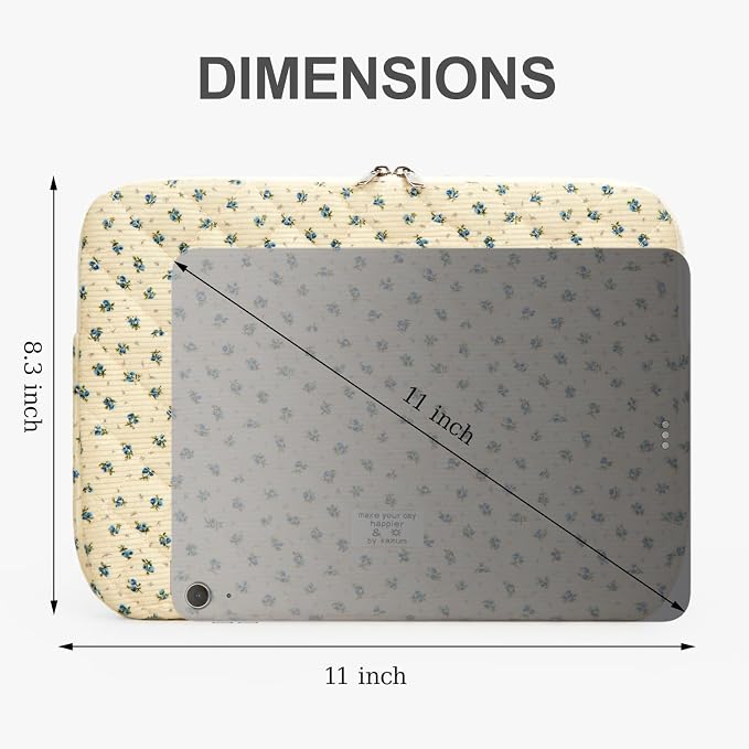 Puffy Laptop Sleeve 13-15.6 Inch Corduroy Quilted Laptop Protective Case Cute Floral Computer Sleeve Protective for MacBook
