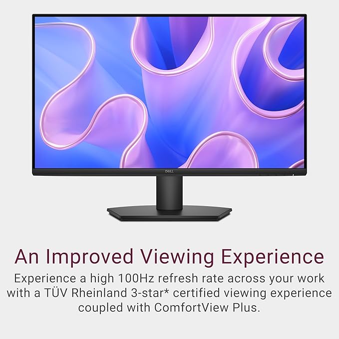 Dell 27 Monitor - SE2725HM - 27-inch Full HD (1920x1080) 16:9 100Hz Display, IPS Panel, 16.70 Million Colors, Anti-Glare, 1 HDMI / 1 VGA Port, TÜV Rheinland 3-Star*, Comfortview Plus - Black