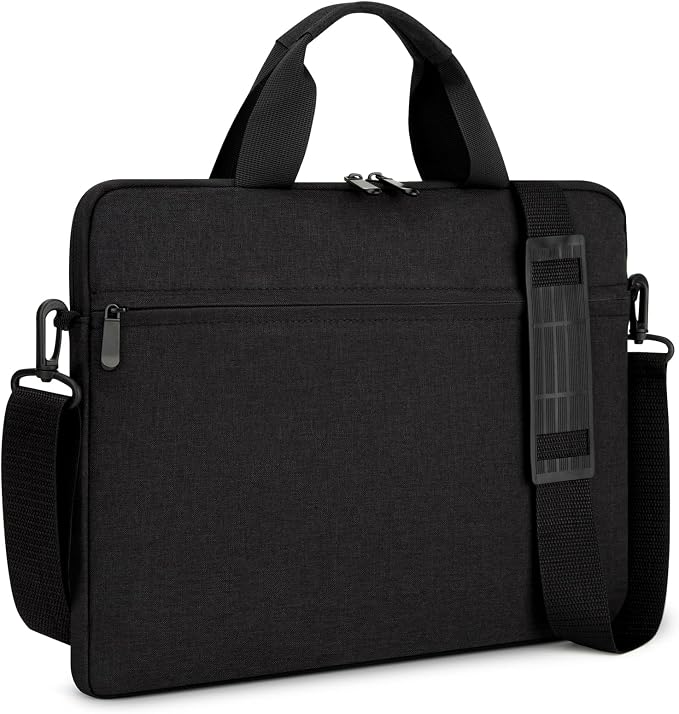 14-15 Inch Laptop Sleeve Bag Carrying Case Protective Computer Cover with Handle Shoulder Strap Compatible with 15 inch MacBook Air M5 M4 M3 M2 Acer ASUS HP Surface Dell Chromebook, Black