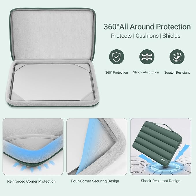 MOSISO Compatible with MacBook Air 15 inch Case M5 2026 M4 2025 M3 2024 M2 2023 A3448 A3241 A3114 A2941, Plastic Hard Shell Case&Puffy Sleeve Bag&Keyboard Skin&Webcam Cover&Screen Film, Emerald Green