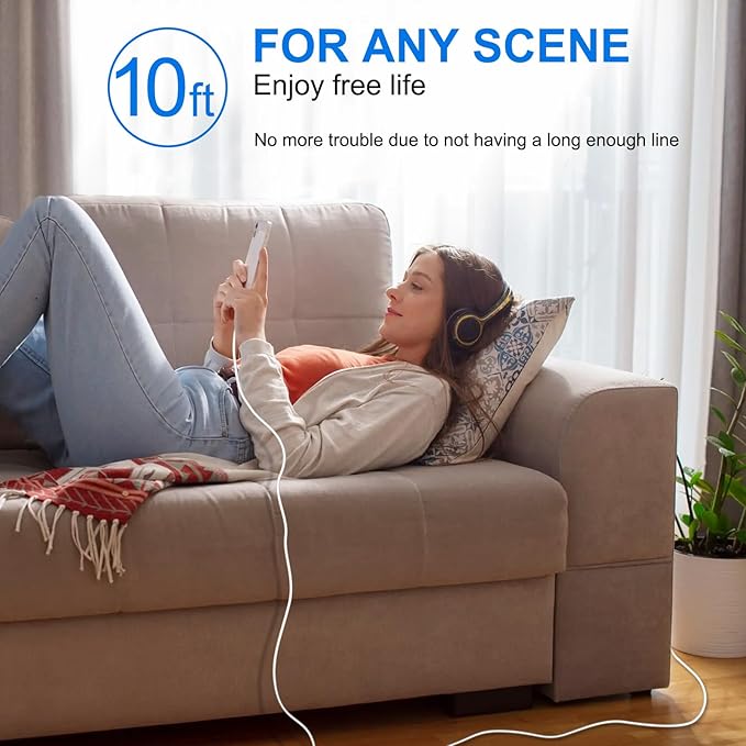 iPhone 17 16 15 Charger Fast Charging, 3 Pack PD 20W USB C Charger with 10FT Cord, USB C Cable Type C Chargers Block for iPhone 17/17 Pro/17 Pro Max/16/16 Plus/16 Pro/16 Pro Max/15/15 Pro（White）