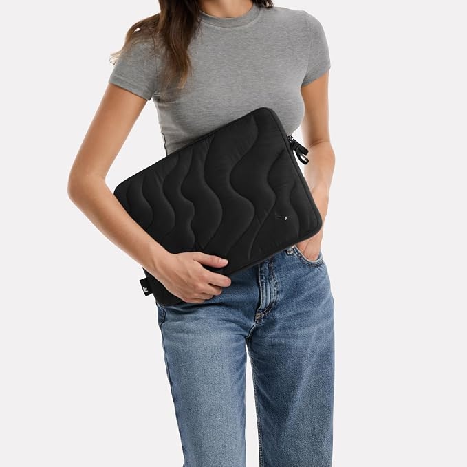 tomtoc 360 Protective Puffy Laptop Sleeve Set for 13-inch MacBook Air M5/A3449 2026, M4/A3240, M3/A3113, 13" MacBook Neo/Pro, Quilted Soft Puffer Bag with Tech Pouch for 13-inch Surface Pro Copilot+PC