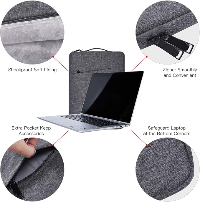 15.6 Inch Laptop Sleeve for Dell Inspiron 15, HP Pavilion, Acer Aspire/Chromebook, ASUS VivoBook Go, HP Lenovo Samsung Laptop Notebook Case, Space Grey