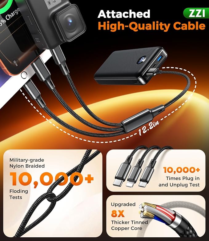Portable Charger Power Bank, 60000mAh Battery Pack with 3 in 1 USB-C/iOS/Micro-USB Cable, 22.5W Fast Charging Portable Phone Charger, Travel Camping Essential Powerbank for iPhone 17/16 Samsung,Mint