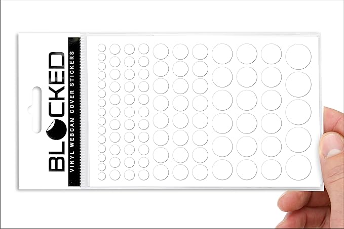 Blocked Original Vinyl Webcam Cover Stickers | Restickable & Stackable Privacy Covers | for All Camera-endable Devices | 5-Sizes | 95 White (Ultra Glossy)