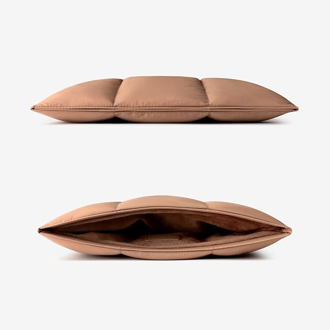 Comfyable Puffy Laptop Sleeve 13 Inch 14 Inch, Quilted Puffer Laptop Carrying Case for Women, Pillow Case Compatible with MacBook Air/Pro M5 M4 M3 M2 Pro/Max 2026, 13" MacBook Neo A18, Brown