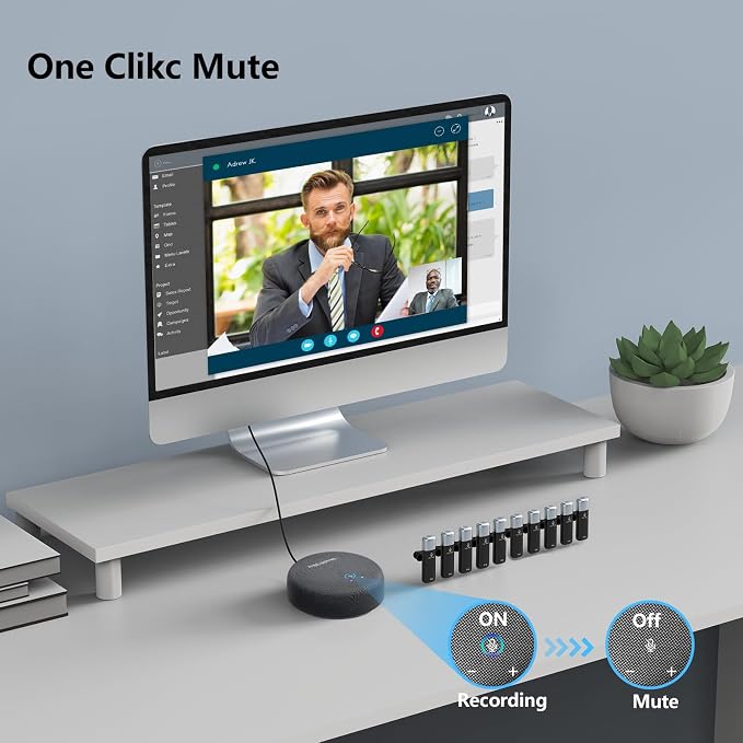 Conference Speaker and Microphone, USB Sperakerphone with 10 AI Mics, 360° 66Ft Voice Pickup, Noise Reduction and Echo Cancellation for 10 People, Compatible with Multi-Leading Platforms