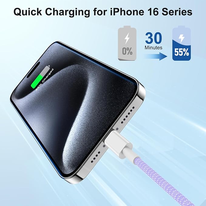 for USB C to C Fast Charger Cable 10ft, Long Type C to USB C Charging Cord Wire for Apple iPhone 17 Pro Max/17 Air/16 Pro/15 Plus,MacBook Pro 2021/2020/2019, iPad 12.9/11 inch/Mini/Air,Samsung Galaxy
