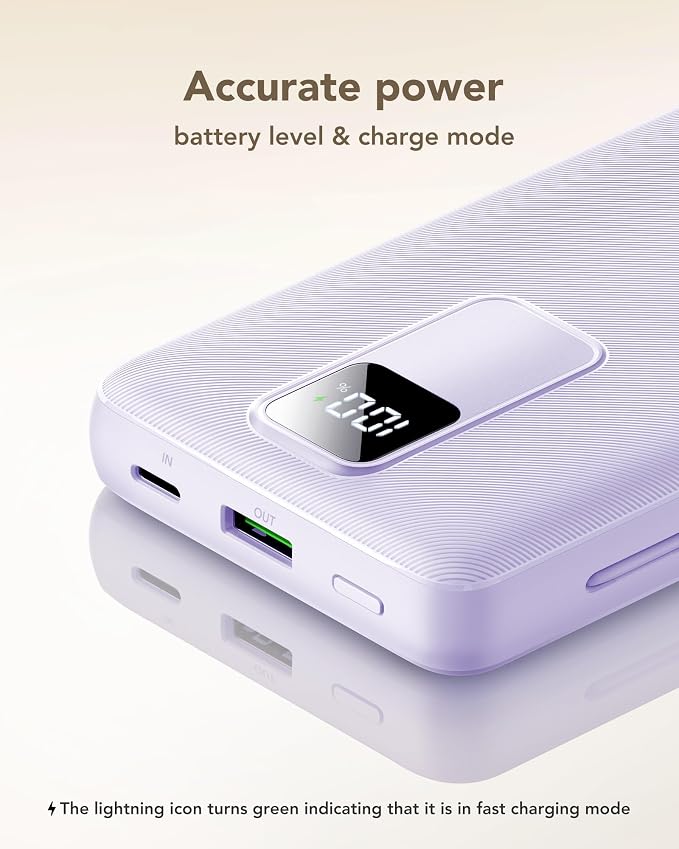 charmast Portable Charger with Built-in Wall Plug and Cables, 20000mAh Power Bank Travel Essentials, 20W Fast Charging Battery Pack Compatible with iPhone 17/16/15/14/13/12/11, Samsung, Android