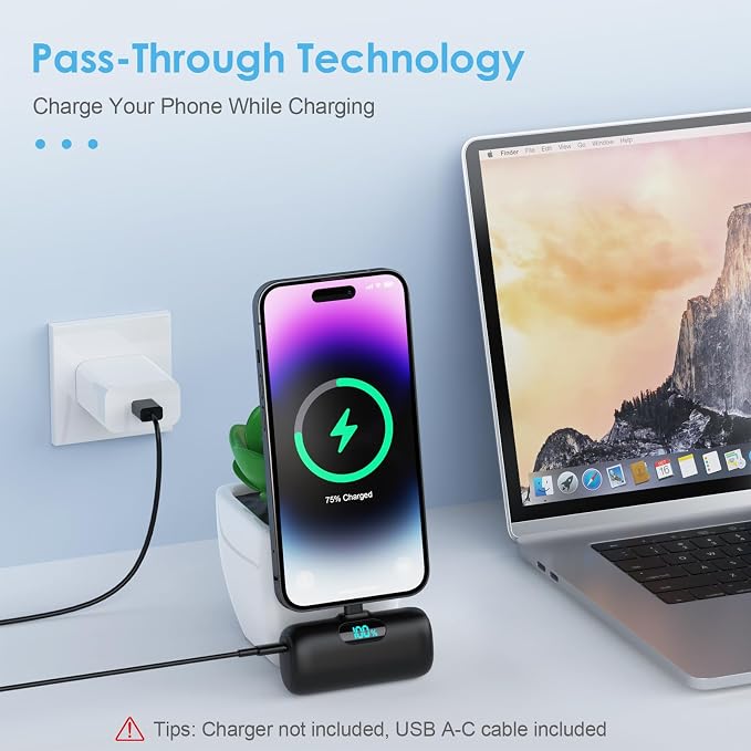[2 Pack]Small Portable Charger for iPhone14/13,Upgraded 5000mAh PD Fast Charging Power Bank,Mini Portable Phone Charger Compatible with iPhone 14/14 Pro Max/13/13 Pro/12 Pro/11/XR/X/8/7-Black+Black