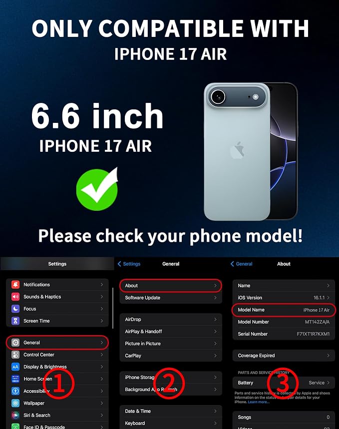 2 Pack for iPhone Air Privacy Screen Protector [6.5 inch] Anti-Spy Private Tempered Glass Film Accessories Anti-Blue Light 9H Hardness No-Bubble Full Coverage Easy Installation