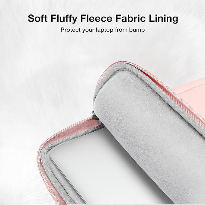 MOSISO Laptop Case 13.3 inch, 13-13.3 inch Puffy Laptop Sleeve Compatible with MacBook Air 13 13.6/Pro 13/Pro 14, HP Dell ASUS Lenovo, Rectangle Quilted Puffer Computer Bag for Women, Pink